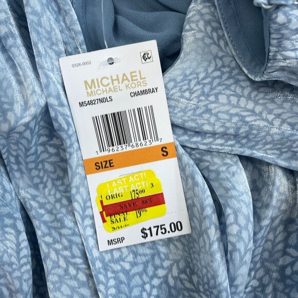 Michael Kors Chambray Blue Sleeveless Chain Strap Dress S NWT 0969 - Picture 6 of 8